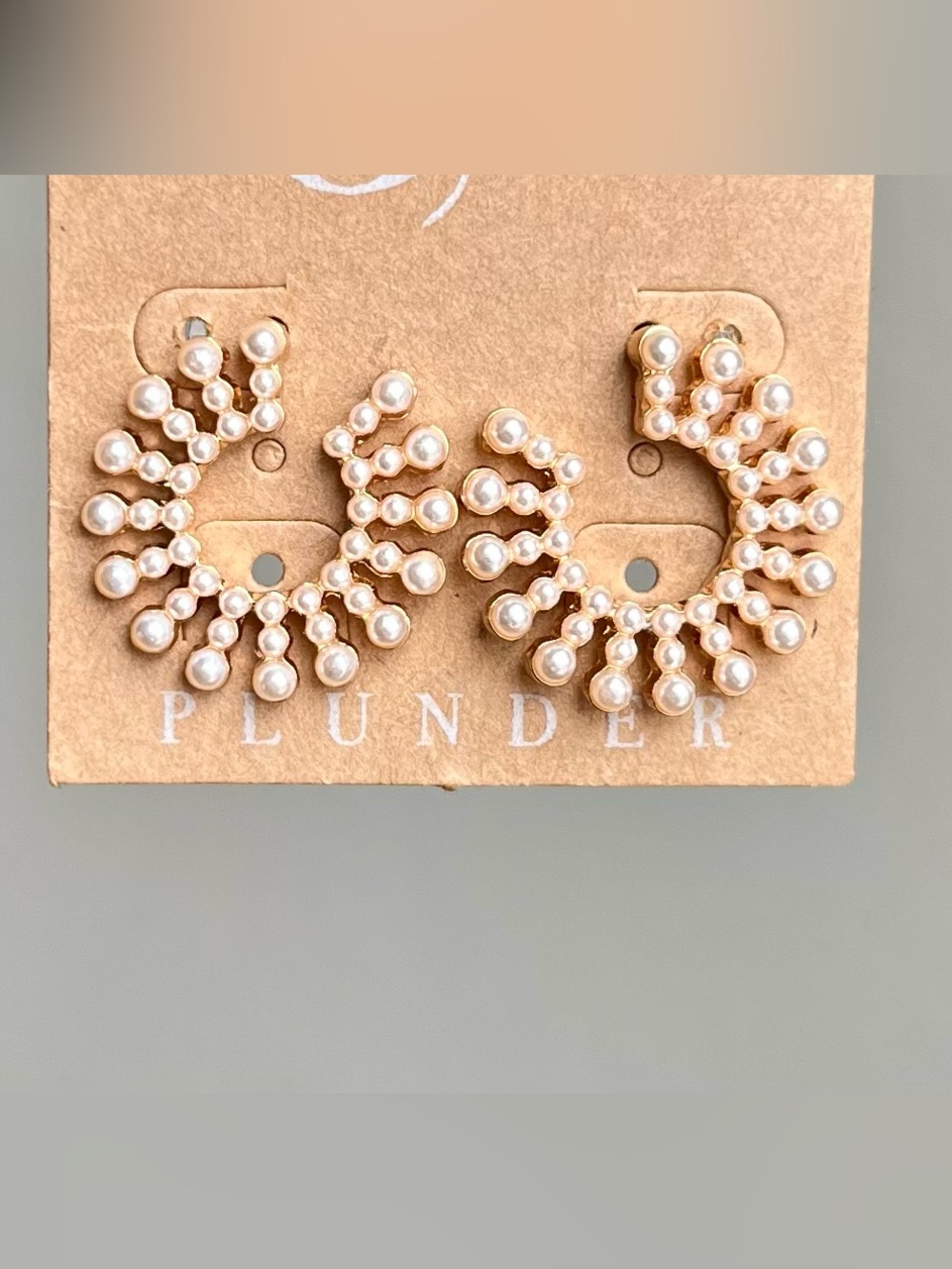 Plunder Gold-Tone Pearl Cluster Hoop Earrings
